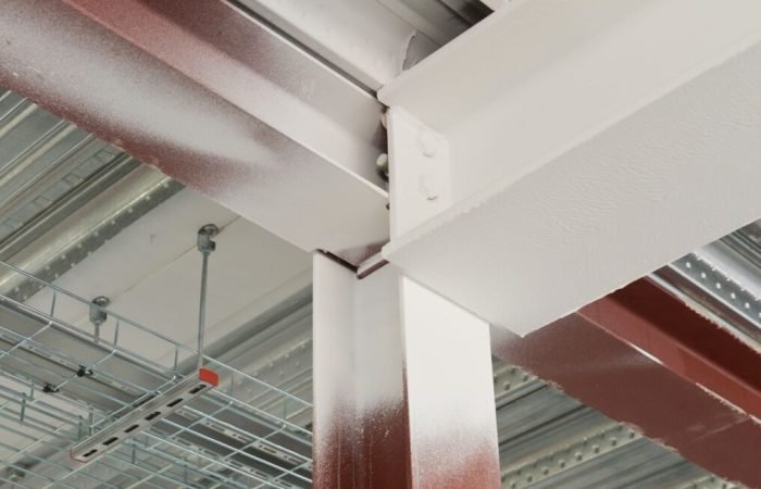 stock-photo-a-detail-of-a-metal-decking-and-universal-column-and-universal-beam-connected-materials-are-268764173