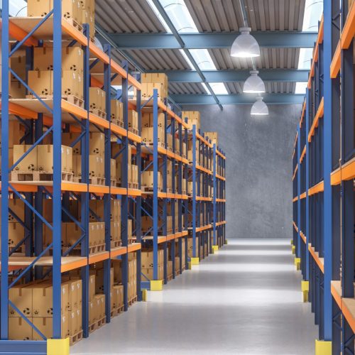 classic warehouse with pallet 3d rendering image